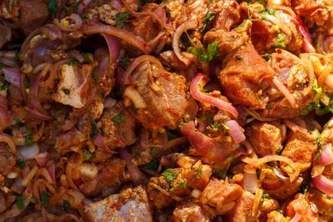Marinated pork meat Stock Photos