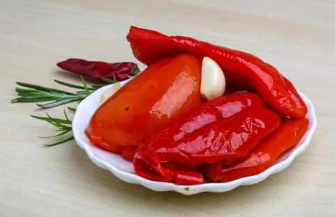 Marinated red pepper Stock Photos