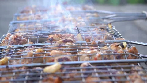 Marinated Shish kebab popular in Eastern Europe. Stock Footage 205857235