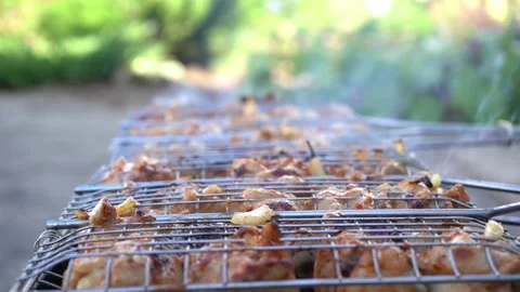 Marinated Shish kebab popular in Eastern Europe. Stock Footage 205857425