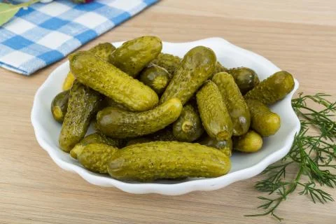 Marinated small cucumber Stock Photos