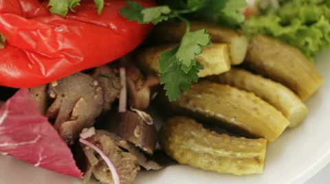 Marinated vegetables at banquet 스톡 동영상 63231553