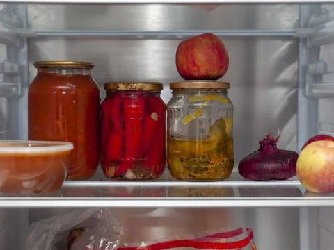 Marinated vegetables in jars Fotos Stock