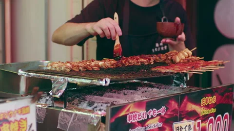 Marinating grilled seafood and beef 動画素材 262033408