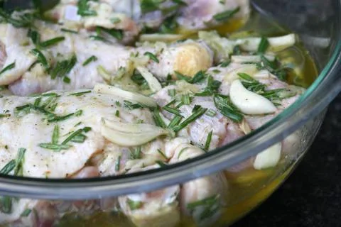 Marinating lemon chicken Stock Photos