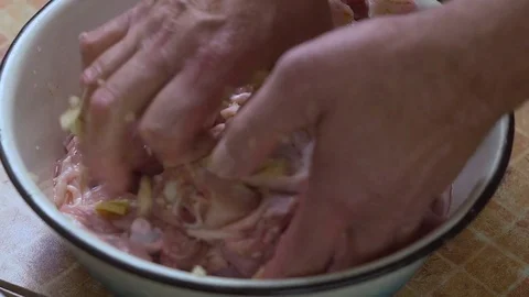 Marinating meat chicken close up 스톡 동영상 80107274