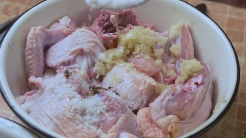 Marinating meat chicken Stock Footage 80105391