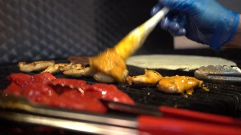 Marinating Pieces Of Chicken On The Grill Stock Footage 146228405