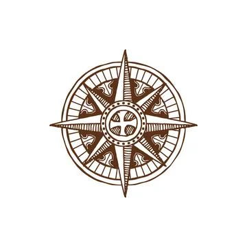 Marine antique medieval map compass windrose sign Ilustração Stock