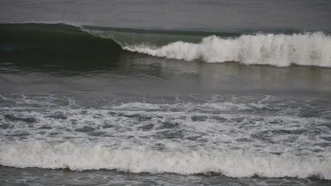 Marine background with breaking waves and white surf Stock Footage 157306146