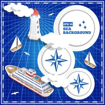 Marine background. Isometric. Stock Illustration