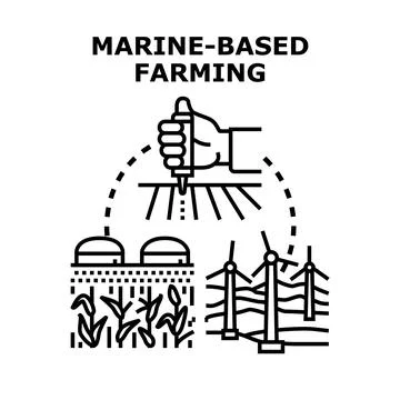 Marine based farming concept vector illustration Stock Illustration