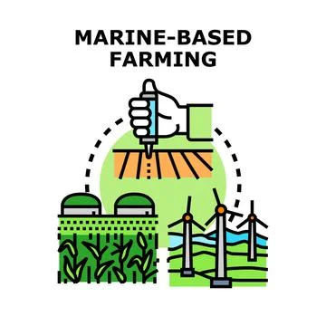 Marine based farming concept vector illustration Illustrazione stock