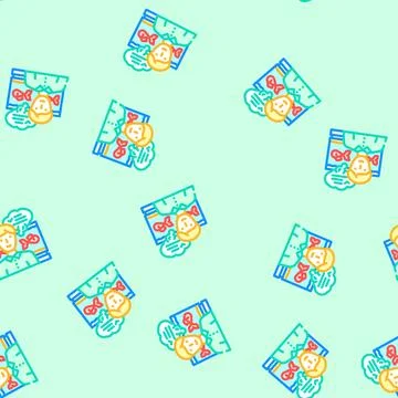 Marine biologist world ocean vector seamless pattern Stock Illustration
