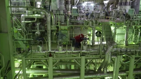Marine Boilers inside the Engine room of an LNG carrier vessel Stock Footage 312456464