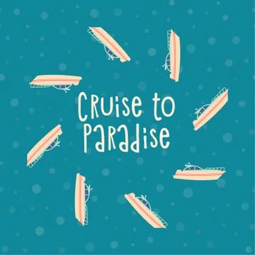 Marine border ,frame with cartoon vector boats Stock Illustration