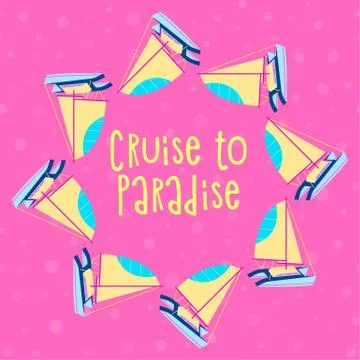 Marine border ,frame with cartoon vector boats Stock Illustration