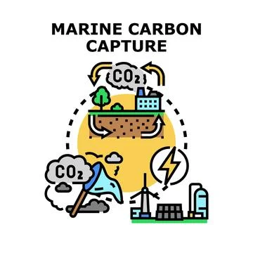 Marine carbon capture process technology removing carbon Stock Illustration