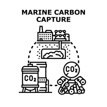 Marine carbon capture technology storing emissions and reducing climate impac Stock Illustration