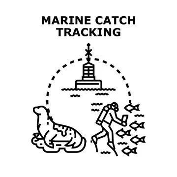 Marine catch tracking concept for ocean conservation Stock Illustration