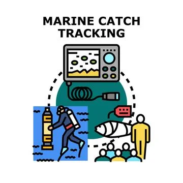 Marine catch tracking system for sustainable fishery management Stock Illustration