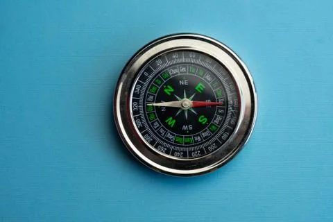 Marine compass with movable arrow, reference point Stock Photos