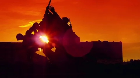 Marine Corps War Memorial at Sunset #2 Stock Footage 76000423