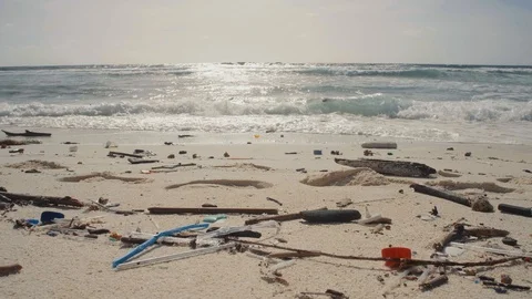 Marine Debris Plastic on the Beach Vidéo 111928098