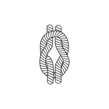 Marine double loop rope knot with two secure links Stock Illustration