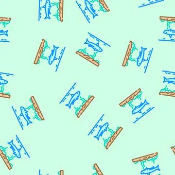 Marine ecology vector seamless pattern Stock Illustration