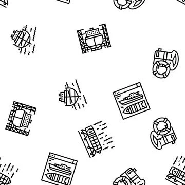 Marine engineer boat mechanic vector seamless pattern Stock Illustration