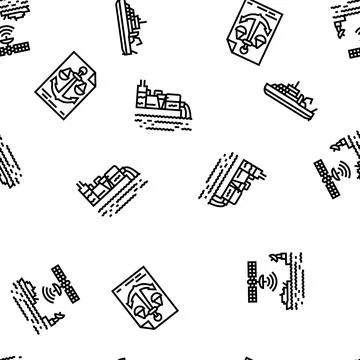 Marine engineer boat mechanic vector seamless pattern Illustrazione stock