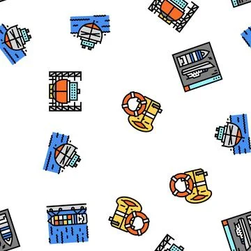 Marine engineer boat mechanic vector seamless pattern Stock Illustration