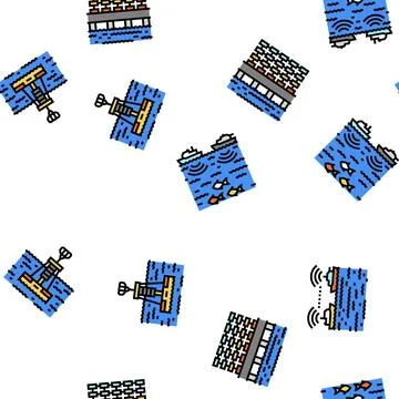 Marine engineer boat mechanic vector seamless pattern Stock Illustration