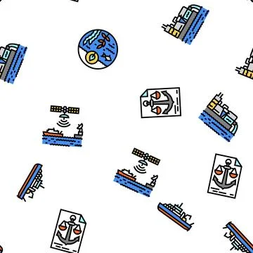Marine engineer boat mechanic vector seamless pattern Illustrazione stock