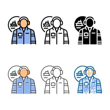 Marine engineer stylized worker color icon vector Illustrazione stock