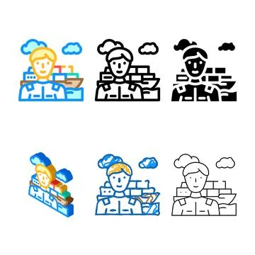 Marine engineer worker color icon vector pack Illustrazione stock