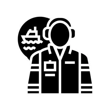 Marine engineer worker glyph icon vector illustration Stock Illustration