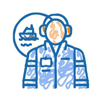 Marine engineer worker icon doodle illustration Stock Illustration