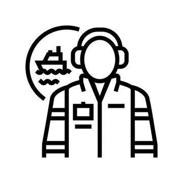 Marine engineer worker line icon vector illustration Illustrazione stock