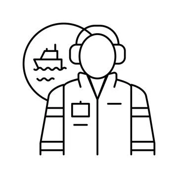 Marine engineer worker line icon vector illustration Illustrazione stock