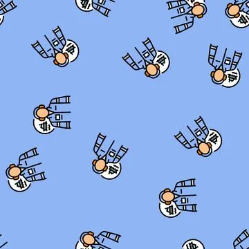 Marine engineer worker vector seamless pattern Illustrazione stock
