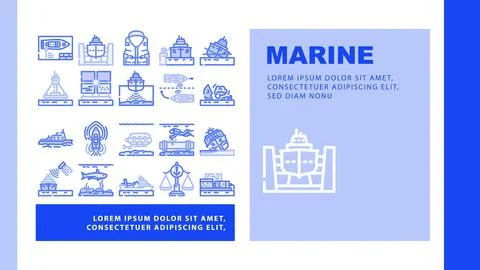 Marine engineering ship landing header vector Stock Illustration