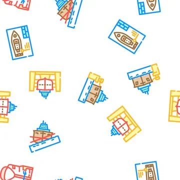 Marine engineering ship seamless pattern vector Illustrazione stock