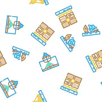 Marine engineering ship seamless pattern vector イラスト素材