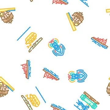 Marine engineering ship seamless pattern vector イラスト素材