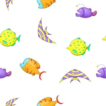 Marine fish pattern, cartoon style Illustrazione stock