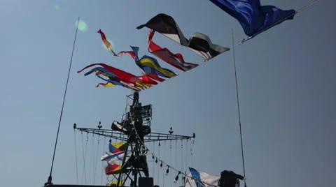 Marine flags on a rope. 4K. Stock-Footage 40786623