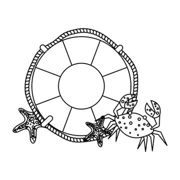 Marine float with crab and starfish 스톡 일러스트