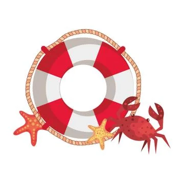Marine float with crab and starfish 스톡 일러스트